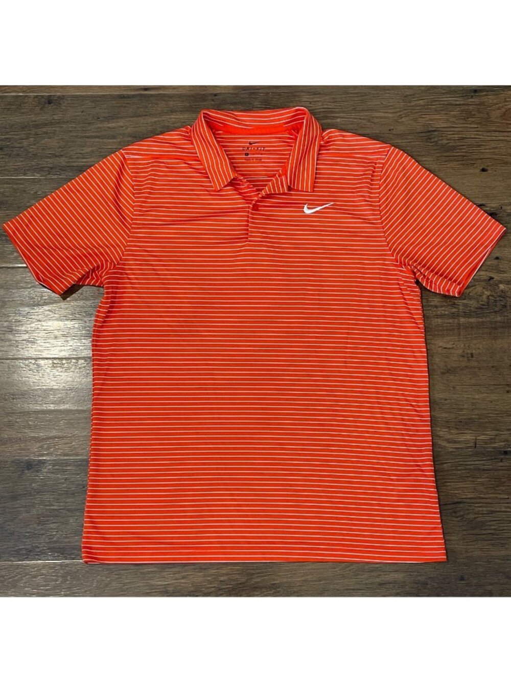 Nike Dri-Fit Striped Polo Mens Medium Orange